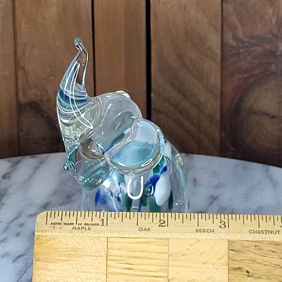 Glass Elephant Figurine with Blue and Green Accents - Picture 8 of 13